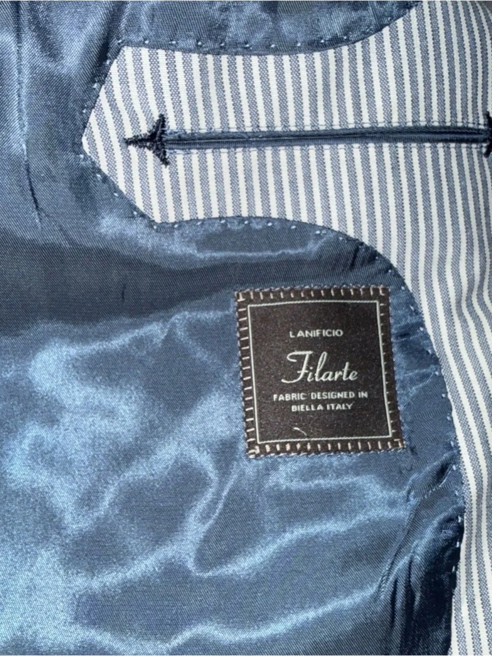 Paul Betenly Men's Navy & White Striped Blazer 40R Lanifico